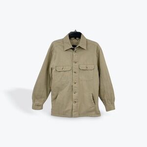 Basic Editions Men's Tan Cotton Blend Quilted Lined Button Front‎ Shirt Jacket